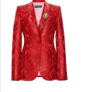 Dolce & Gabbana Red Jacquard Blazer